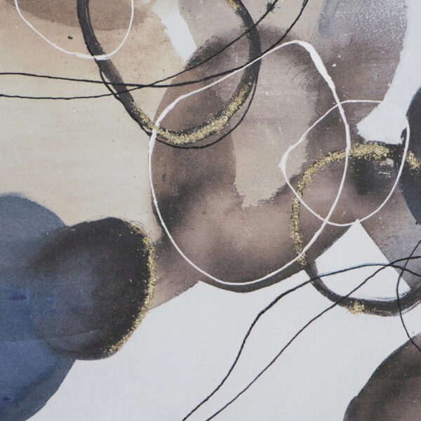 35 x 47 Framed Wall Art, Landscape Abstract Watercolor, Modern White, Blue