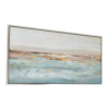 30 x 59 Framed Wall Art, Abstract Ocean Oil Painting, Modern White Blue