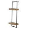 Yin 27 Inch Wall Shelf with 2 Tiers, Rectangular Black Iron, Brown Wood