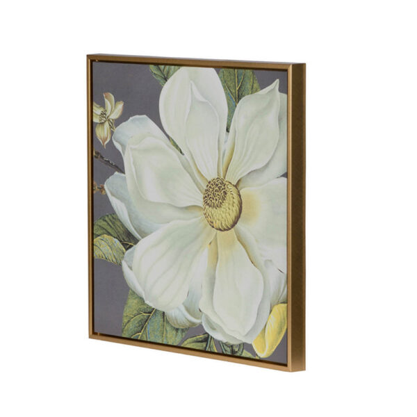 Nia 20 x 20 Flower Wall Art Set of 4, White, Green Microfiber, Pine Wood