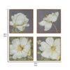Nia 20 x 20 Flower Wall Art Set of 4, White, Green Microfiber, Pine Wood