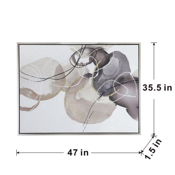 35 x 47 Landscape Abstract Art Watercolor Oil Painting, Mixed Gray, Brown