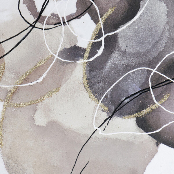 35 x 47 Landscape Abstract Art Watercolor Oil Painting, Mixed Gray, Brown