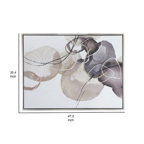 35 x 47 Landscape Abstract Art Watercolor Oil Painting, Mixed Gray, Brown