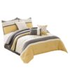 Quatrefoil Print King Size 7 Piece Fabric Comforter Set, Yellow and Gray