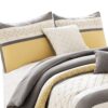 Quatrefoil Print King Size 7 Piece Fabric Comforter Set, Yellow and Gray