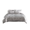 King Size 7 Piece Fabric Comforter Set with Crinkle Texture, Silver
