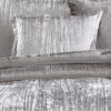 King Size 7 Piece Fabric Comforter Set with Crinkle Texture, Silver
