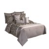 10 Piece King Polyester Comforter Set with Leaf Print, Platinum Gray