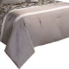 10 Piece King Polyester Comforter Set with Leaf Print, Platinum Gray