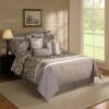 10 Piece King Polyester Comforter Set with Leaf Print, Platinum Gray