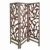 72 Inch 3 Panel Screen Divider, Rustic, Mulberry Branch Design, Brown