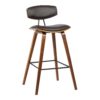 Wooden Frame Leatherette Barstool with Flared Legs, Brown