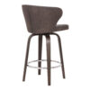 Curved Back Leatherette Barstool with Swivel Mechanism, Brown