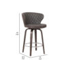 Curved Back Leatherette Barstool with Swivel Mechanism, Brown