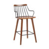 26 Inches Counter Height Barstool with Spindle Back, Brown and Black
