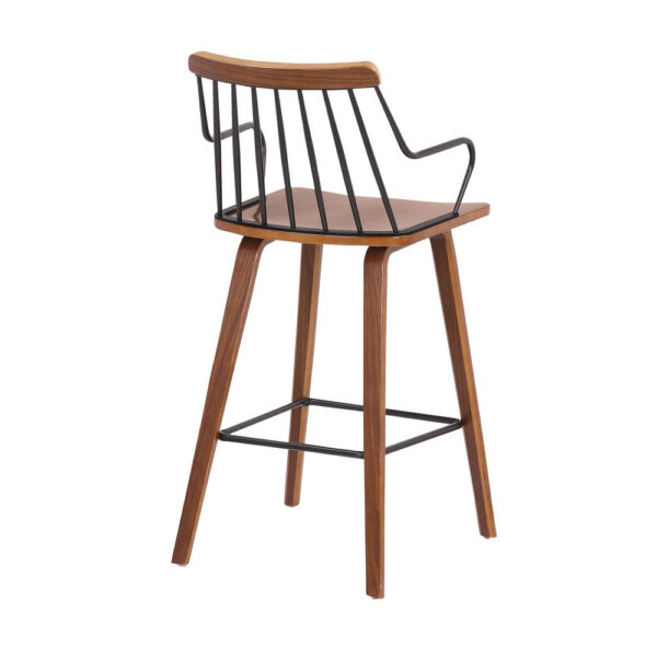 26 Inches Counter Height Barstool with Spindle Back, Brown and Black