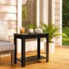 Wooden Chairside Table with Bottom Shelf and Block Legs, Black