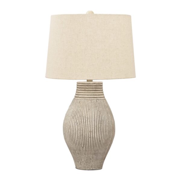 Drum Shade Table Lamp with Paper Composite Base, Beige