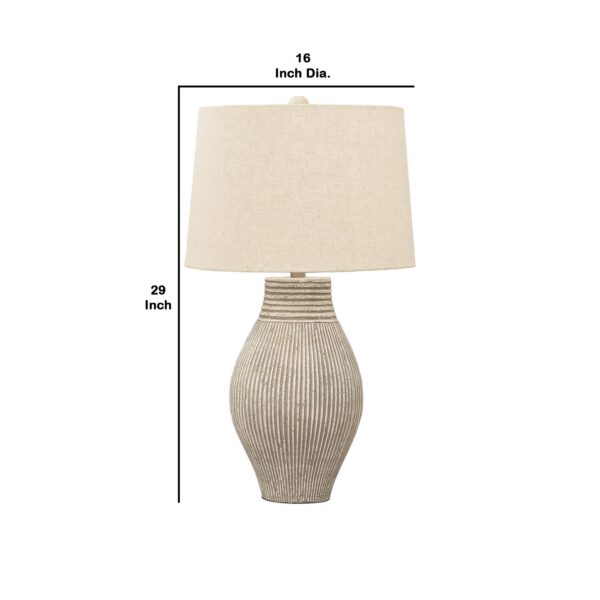 Drum Shade Table Lamp with Paper Composite Base, Beige