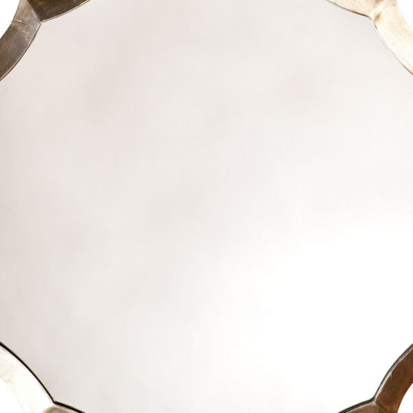 Round Mirror with Scalloped Metal Frame, Gold