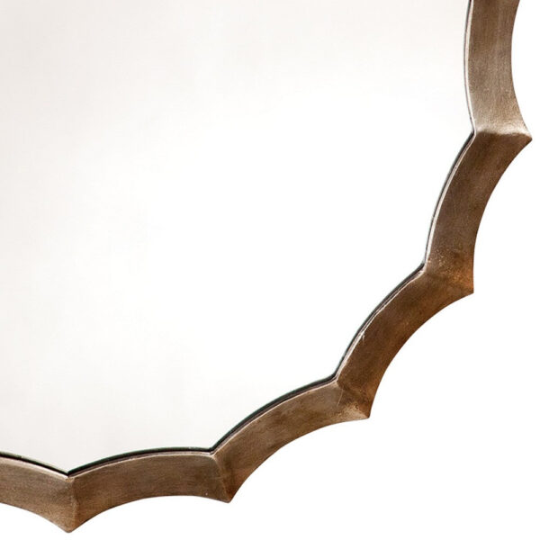 Round Mirror with Scalloped Metal Frame, Gold