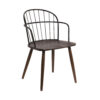 Metal Frame Side Chair with Open Backrest, Black and Brown
