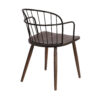 Metal Frame Side Chair with Open Backrest, Black and Brown