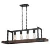60 X 4 Watt Wood and Metal Chandelier with 6 Foot Chain, Brown and Black