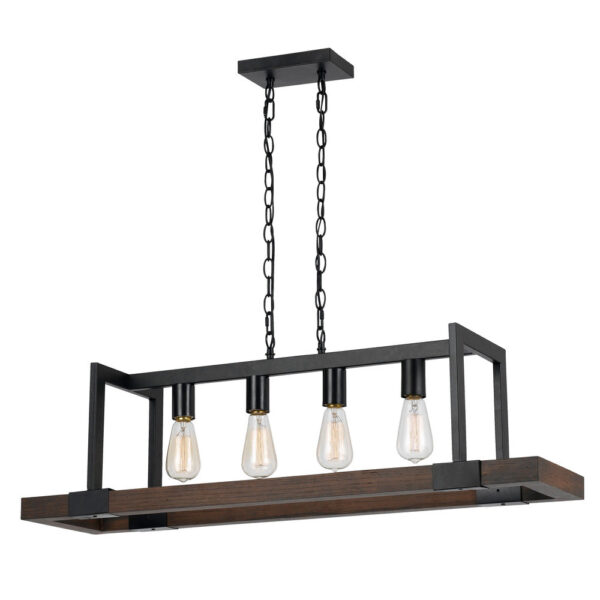 60 X 4 Watt Wood and Metal Chandelier with 6 Foot Chain, Brown and Black