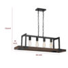 60 X 4 Watt Wood and Metal Chandelier with 6 Foot Chain, Brown and Black