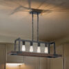 60 X 4 Watt Wood and Metal Chandelier with 6 Foot Chain, Brown and Black