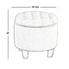 Button Tufted Velvet Upholstered Wooden Ottoman with Hidden Storage, Cream and Brown
