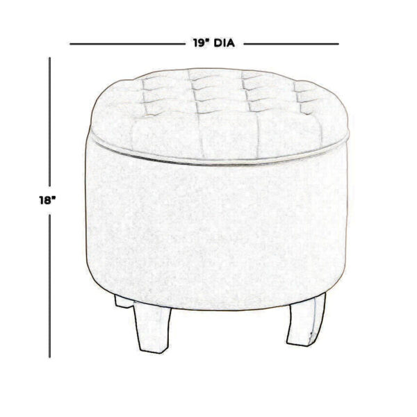 Button Tufted Velvet Upholstered Wooden Ottoman with Hidden Storage, Cream and Brown