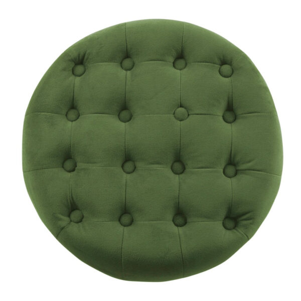 Button Tufted Velvet Upholstered Wooden Ottoman with Hidden Storage, Green and Brown