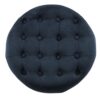 Button Tufted Velvet Upholstered Wooden Ottoman with Hidden Storage, Dark Blue and Brown