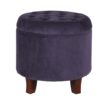 Button Tufted Velvet Upholstered Wooden Ottoman with Hidden Storage, Purple and Brown