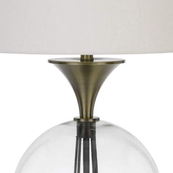 46 Inch Metal And Glass Globe Table Lamp, Dimmer, Brass Finish