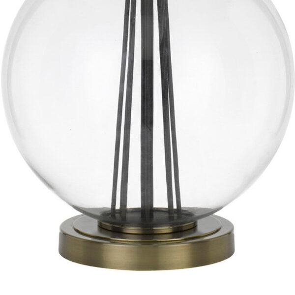 46 Inch Metal And Glass Globe Table Lamp, Dimmer, Brass Finish