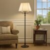 150 Watt 6 Way Metal Floor Lamp with Fabric Tapered Shade, Bronze