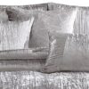 Queen Size 7 Piece Fabric Comforter Set with Crinkle Texture, Silver