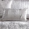 Queen Size 7 Piece Fabric Comforter Set with Crinkle Texture, Silver