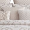 9pc Queen Size Comforter Set with Quatrefoil Prints, White Polyester