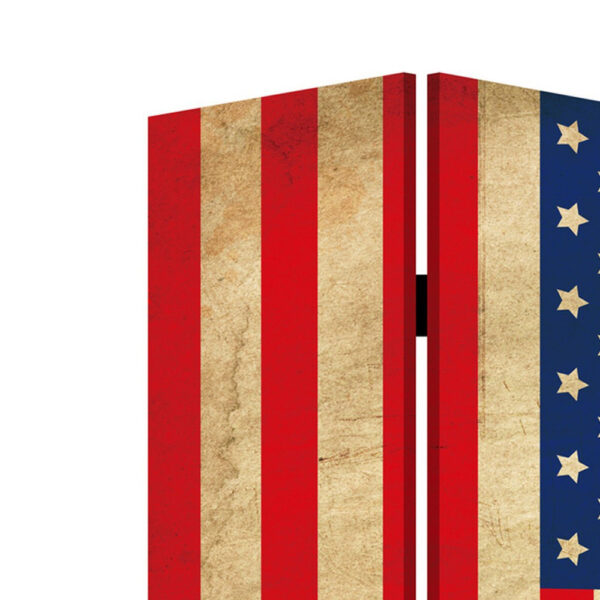 Alfie 71 Inch Folding Screen Room Divider, USA Stars and Stripes Design