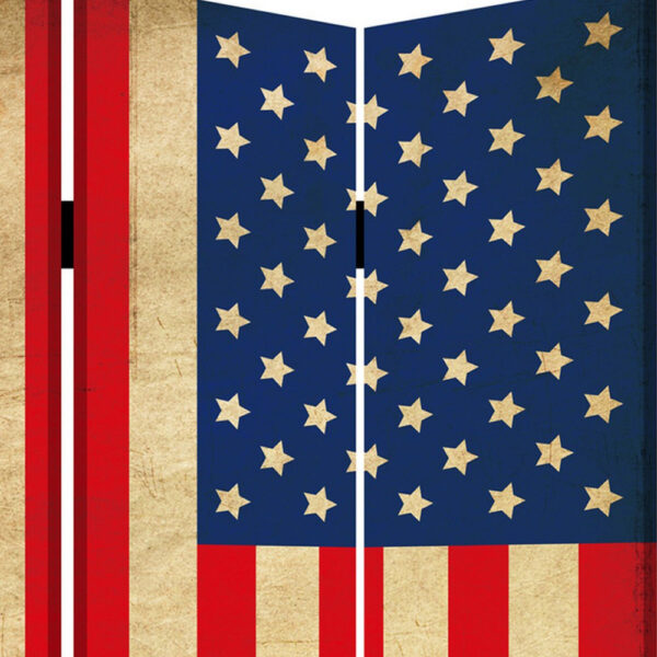Alfie 71 Inch Folding Screen Room Divider, USA Stars and Stripes Design