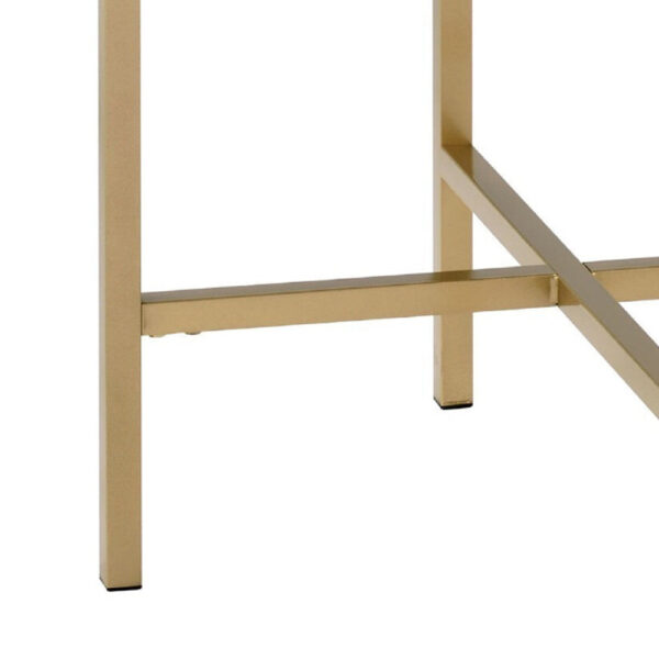 Kai 22 Inch Wood End Table, Round Tray Top, Metal Accent, Brown, Brass