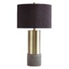 Faux Concrete and Metal Base Table Lamp, Set of 2, Brass and Gray
