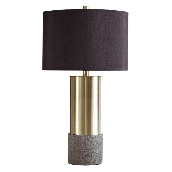 Faux Concrete and Metal Base Table Lamp, Set of 2, Brass and Gray