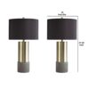 Faux Concrete and Metal Base Table Lamp, Set of 2, Brass and Gray