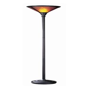 3 Way Metal Body Torchiere Lamp with Conical Mica Shade, Bronze